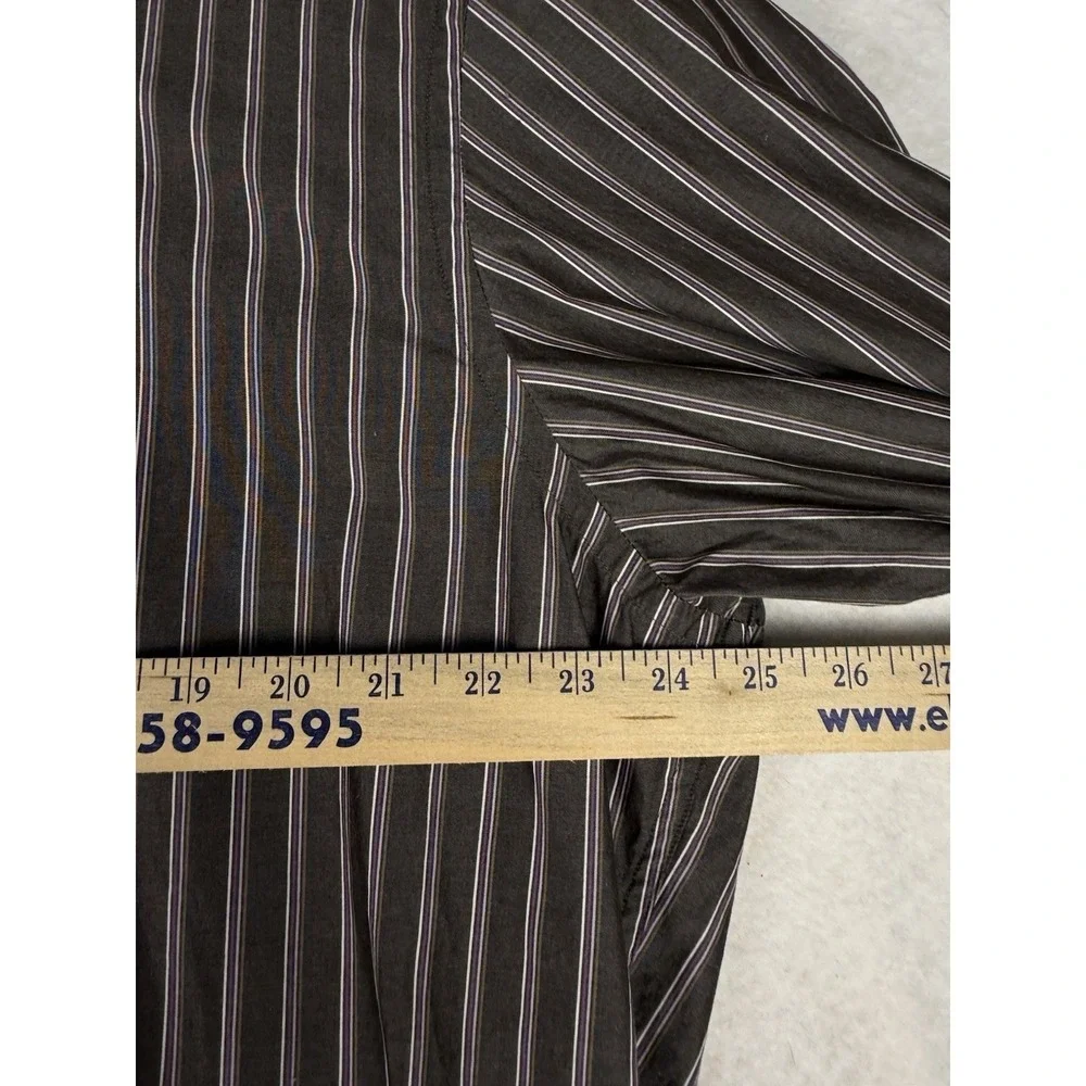 Banana Republic Men's Dress Shirt XL 17-17.5 Brown Stripe 100% Cotton Button Up
